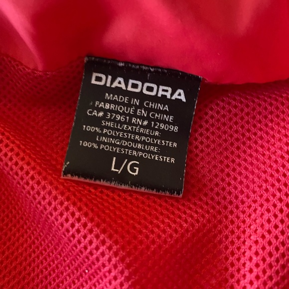 Vintage Diadora Running Track Jacket Women’s Pink Black Reflective Hood Zipper - Picture 4 of 7